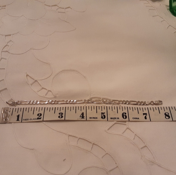 "LOT OF TWO" VTG. 925 ITALY STERLING SILVER BRACELETS, 5MM HERRINGBONE & FIGARO - Picture 12 of 16